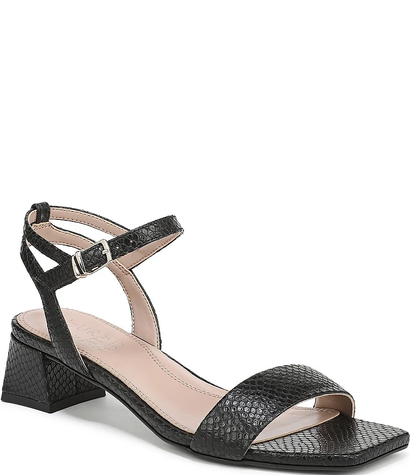 Naturalizer Hana Snake Embossed Leather Ankle Strap Dress Sandals