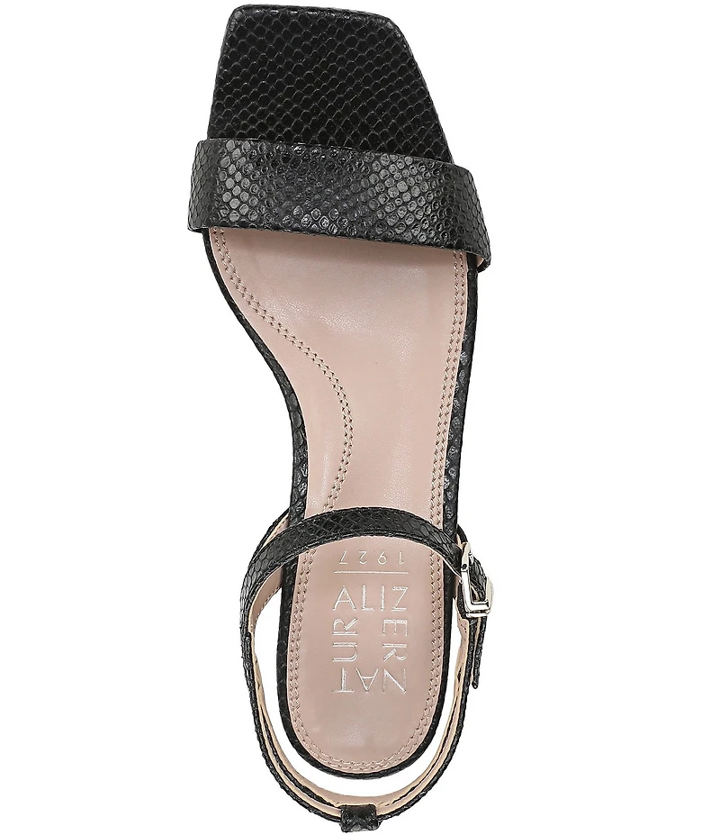 Naturalizer Hana Snake Embossed Leather Ankle Strap Dress Sandals