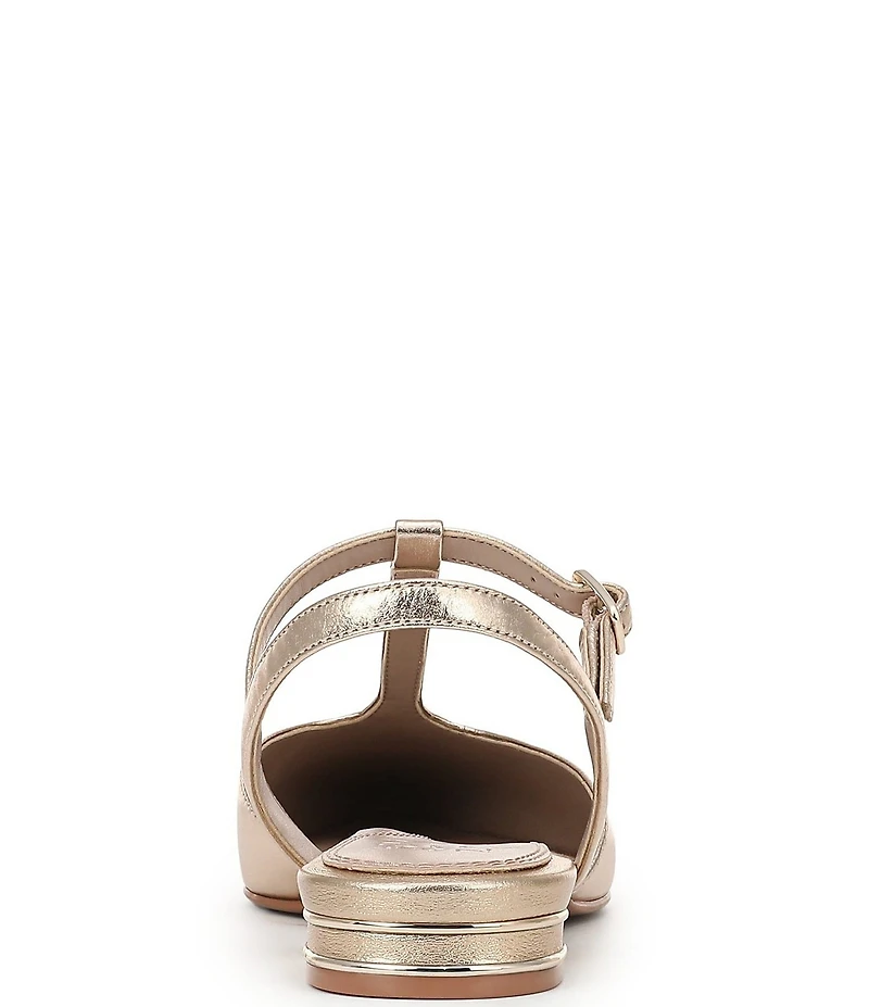 Naturalizer Harlie Metallic Leather Pointed Toe T-Strap Dress Flats