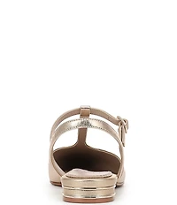 Naturalizer Harlie Metallic Leather Pointed Toe T-Strap Dress Flats