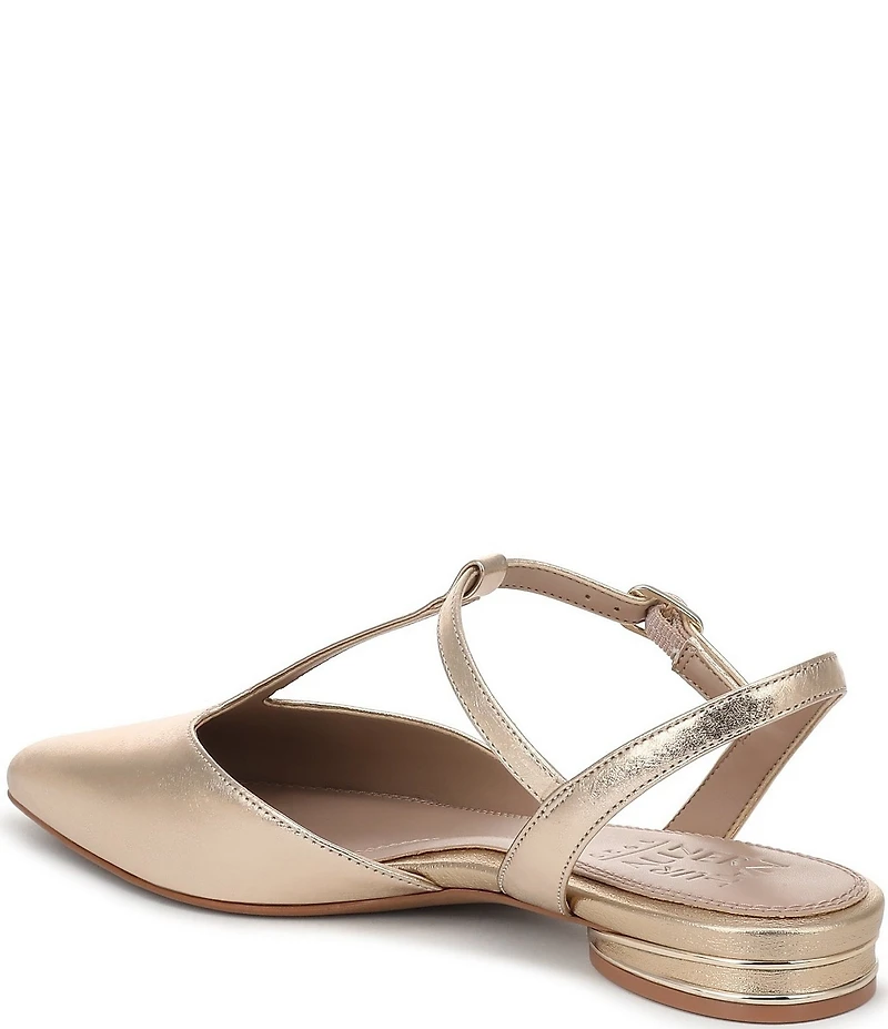 Naturalizer Harlie Metallic Leather Pointed Toe T-Strap Dress Flats