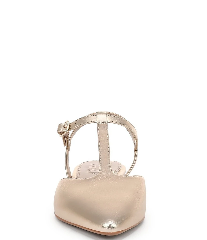 Naturalizer Harlie Metallic Leather Pointed Toe T-Strap Dress Flats