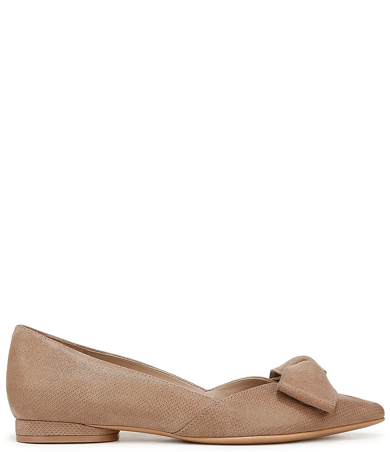 Naturalizer Havana Glossy Suede Bow Embellished Pointed Toe Dress Flats