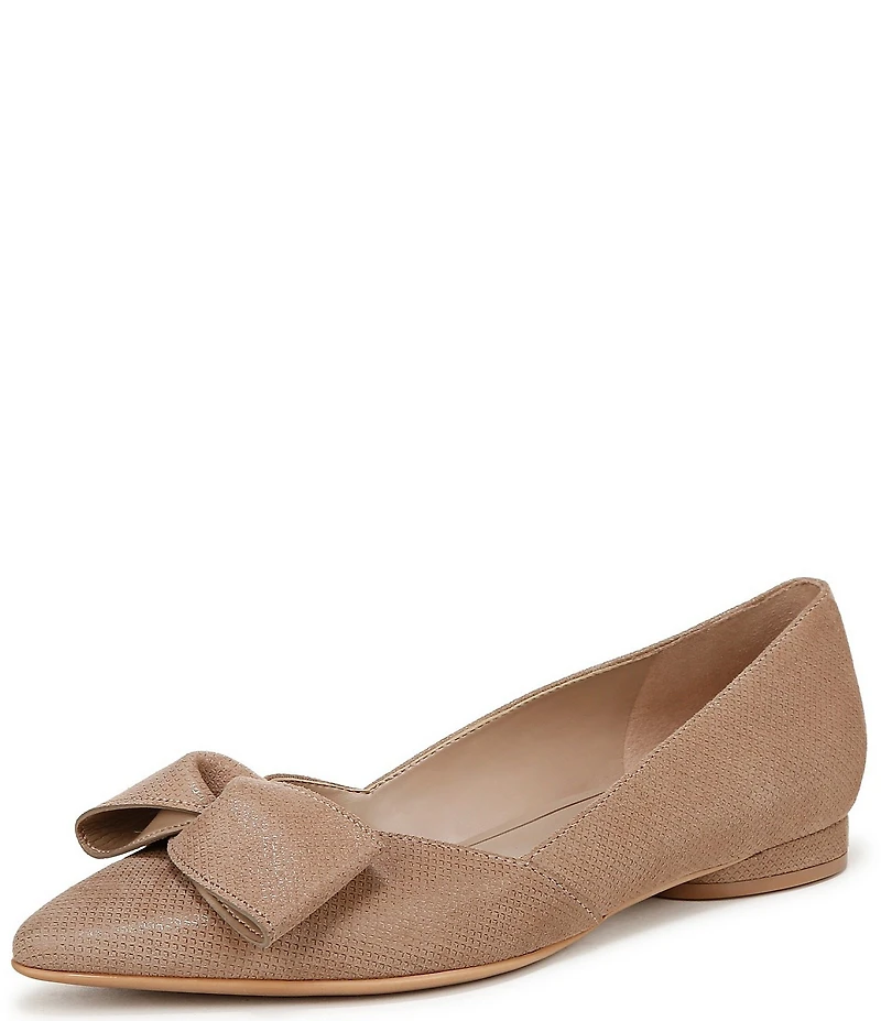 Naturalizer Havana Glossy Suede Bow Embellished Pointed Toe Dress Flats