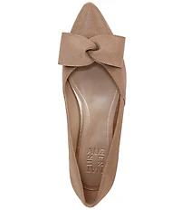 Naturalizer Havana Glossy Suede Bow Embellished Pointed Toe Dress Flats