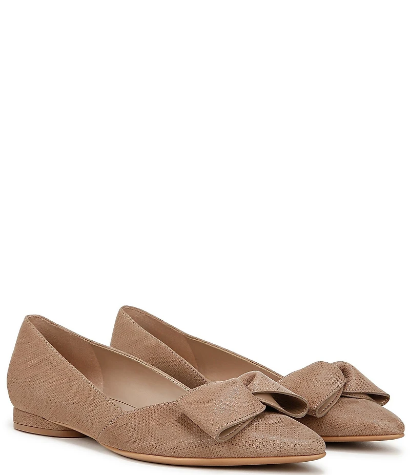 Naturalizer Havana Glossy Suede Bow Embellished Pointed Toe Dress Flats