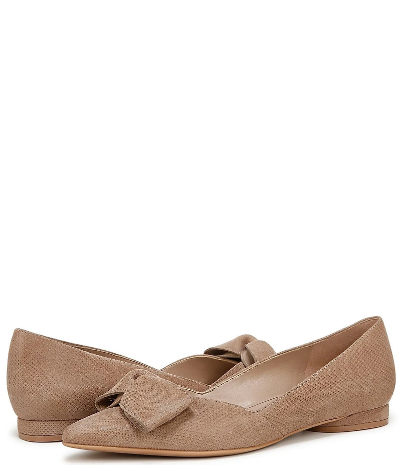Naturalizer Havana Glossy Suede Bow Embellished Pointed Toe Dress Flats