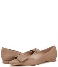 Naturalizer Havana Glossy Suede Bow Embellished Pointed Toe Dress Flats