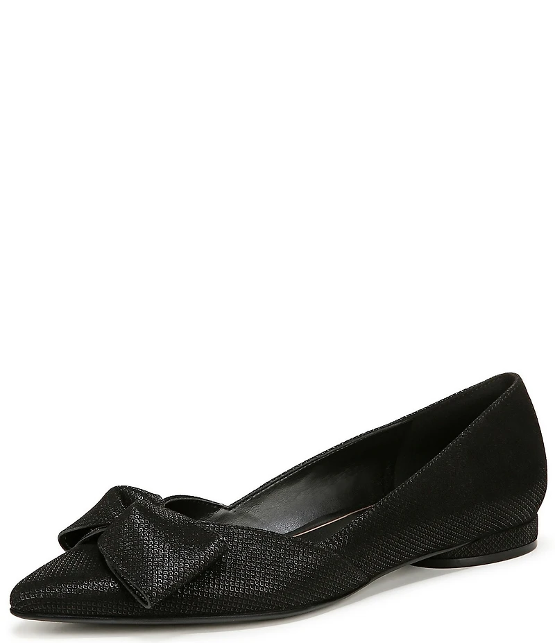 Naturalizer Havana Glossy Suede Bow Embellished Pointed Toe Dress Flats