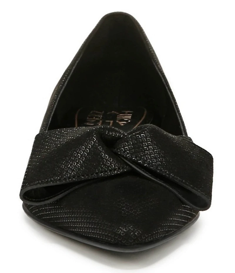 Naturalizer Havana Glossy Suede Bow Embellished Pointed Toe Dress Flats