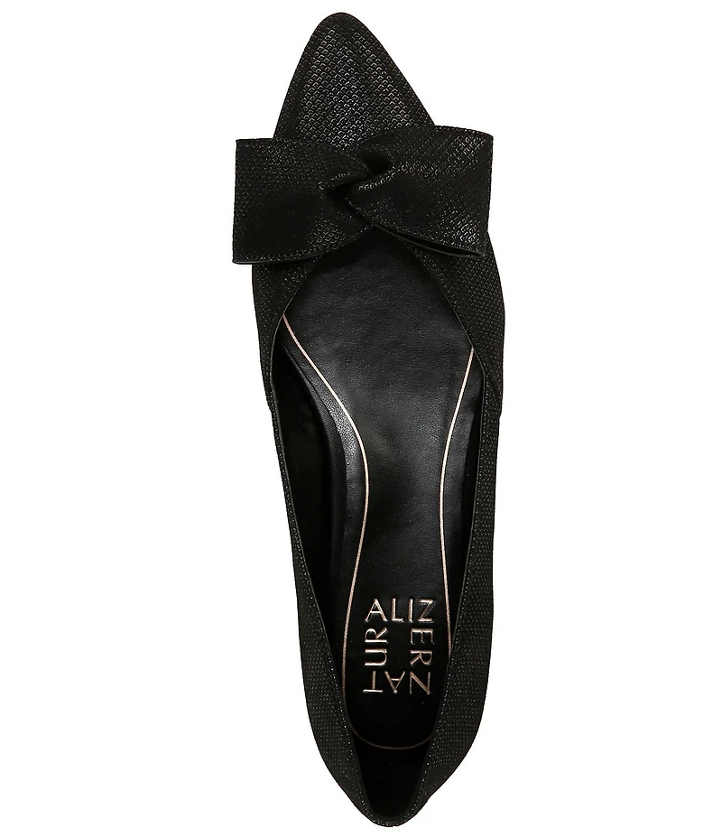 Naturalizer Havana Glossy Suede Bow Embellished Pointed Toe Dress Flats