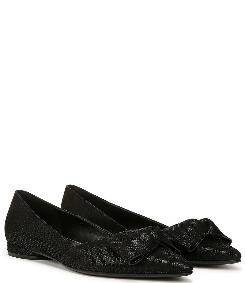 Naturalizer Havana Glossy Suede Bow Embellished Pointed Toe Dress Flats