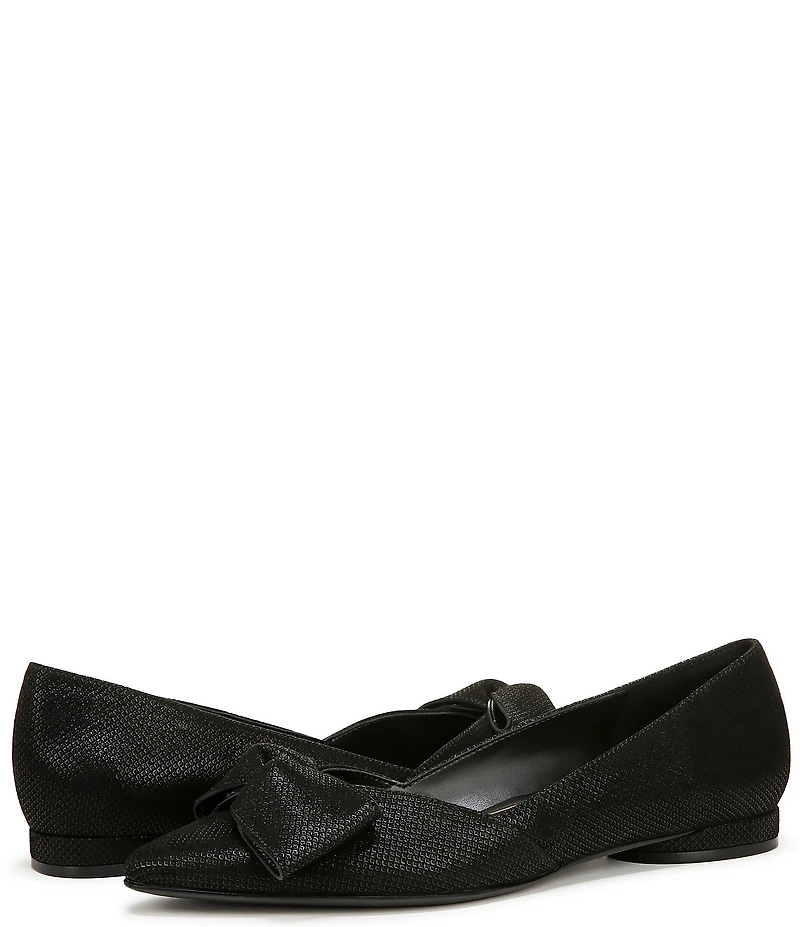 Naturalizer Havana Glossy Suede Bow Embellished Pointed Toe Dress Flats