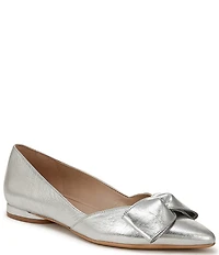 Naturalizer Havana Metallic Leather Bow Embellished Pointed Toe Dress Flats