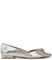 Naturalizer Havana Metallic Leather Bow Embellished Pointed Toe Dress Flats