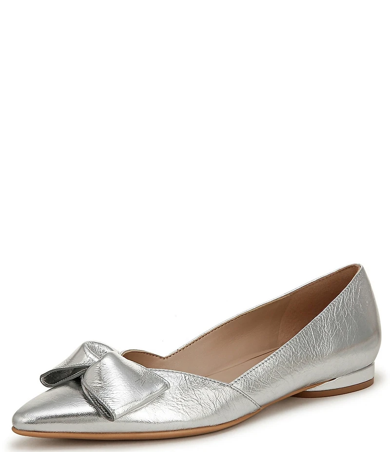 Naturalizer Havana Metallic Leather Bow Embellished Pointed Toe Dress Flats