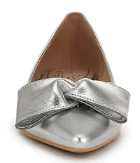 Naturalizer Havana Metallic Leather Bow Embellished Pointed Toe Dress Flats