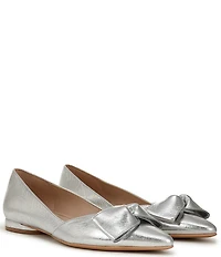 Naturalizer Havana Metallic Leather Bow Embellished Pointed Toe Dress Flats