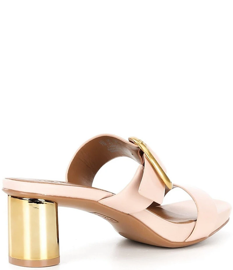 Naturalizer Ida Leather Metallic Buckle Hardware and Heel Dress Slide Sandals