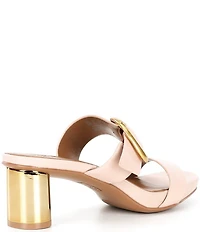 Naturalizer Ida Leather Metallic Buckle Hardware and Heel Dress Slide Sandals