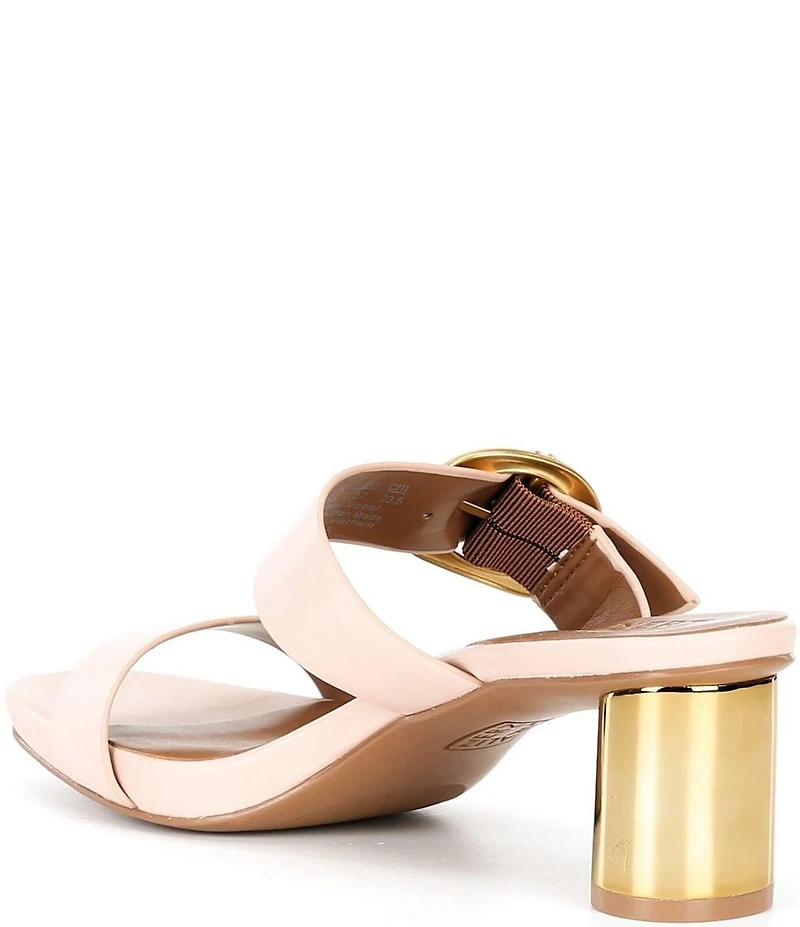 Naturalizer Ida Leather Metallic Buckle Hardware and Heel Dress Slide Sandals