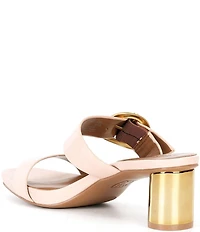 Naturalizer Ida Leather Metallic Buckle Hardware and Heel Dress Slide Sandals