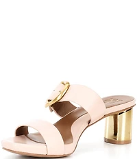 Naturalizer Ida Leather Metallic Buckle Hardware and Heel Dress Slide Sandals