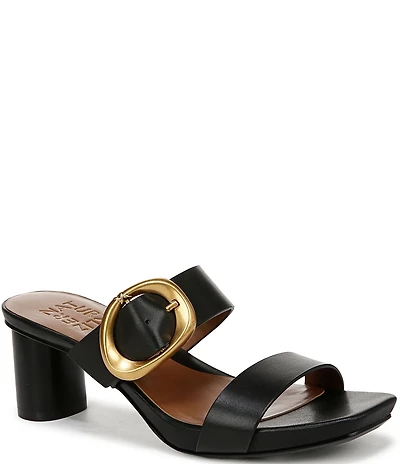 Naturalizer Ida Leather Buckle Hardware Dress Slide Sandals