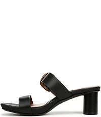 Naturalizer Ida Leather Buckle Hardware Dress Slide Sandals