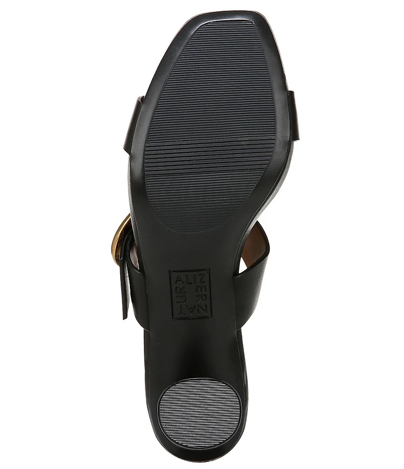 Naturalizer Ida Leather Buckle Hardware Dress Slide Sandals