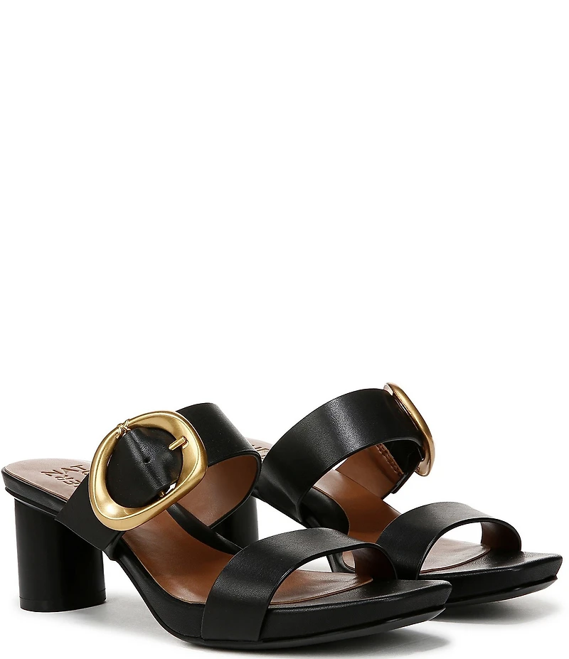 Naturalizer Ida Leather Buckle Hardware Dress Slide Sandals