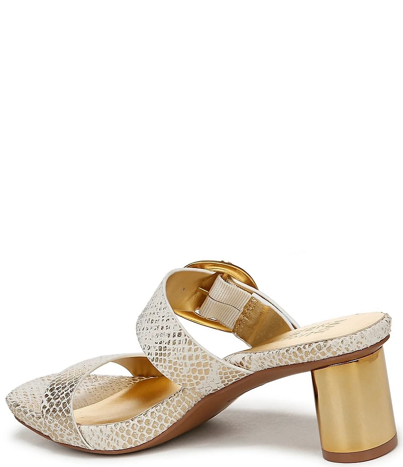 Naturalizer Ida Snake Embossed Leather Buckled Dress Slide Sandals