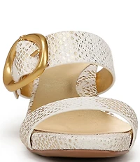 Naturalizer Ida Snake Embossed Leather Buckled Dress Slide Sandals