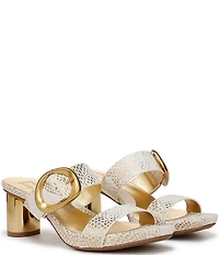 Naturalizer Ida Snake Embossed Leather Buckled Dress Slide Sandals