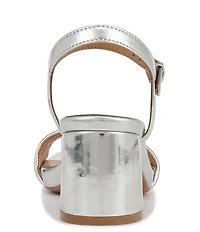 Naturalizer Izzy Patent Metallic Mirror Square Toe Ankle Strap Block Heel Dress Sandals