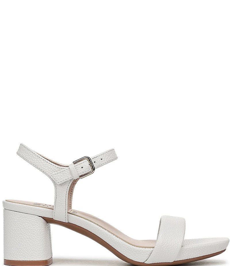 Naturalizer Izzy Leather Square Toe Ankle Strap Block Heel Dress Sandals