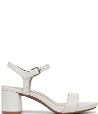 Naturalizer Izzy Leather Square Toe Ankle Strap Block Heel Dress Sandals