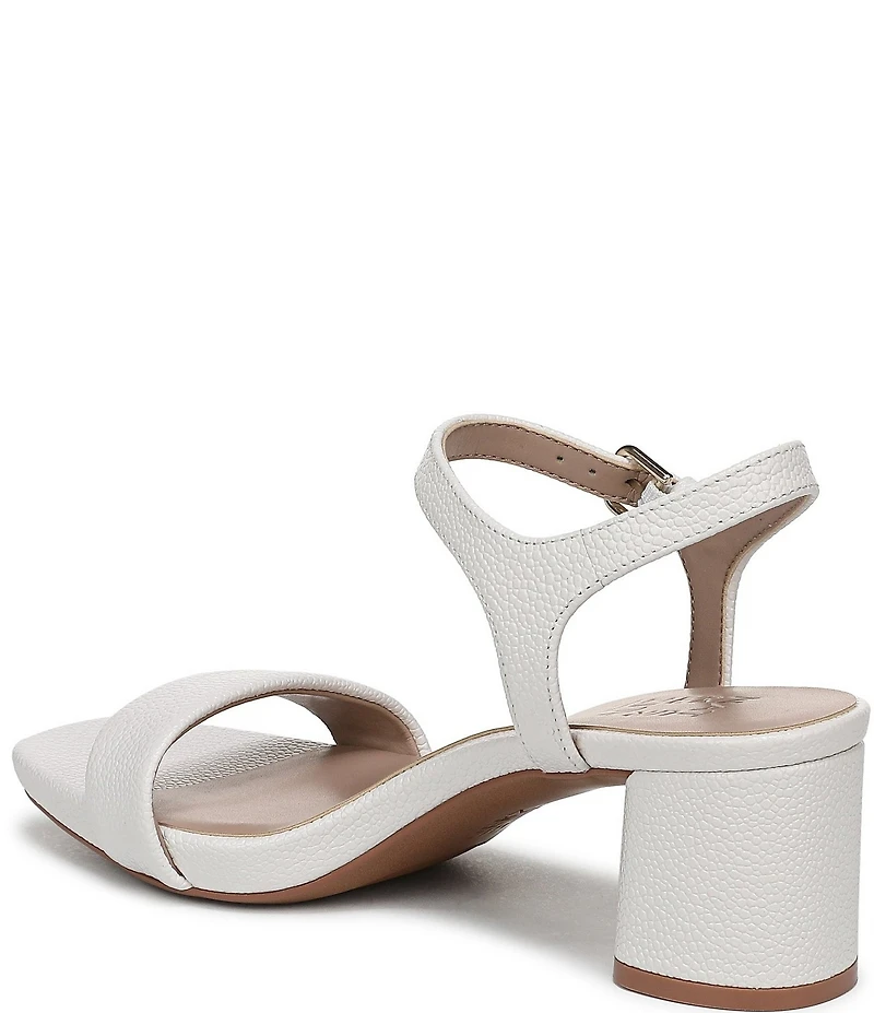 Naturalizer Izzy Leather Square Toe Ankle Strap Block Heel Dress Sandals