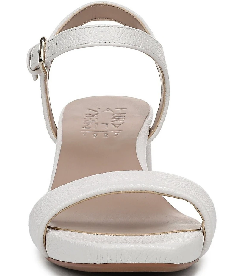 Naturalizer Izzy Leather Square Toe Ankle Strap Block Heel Dress Sandals