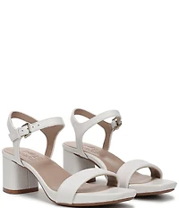 Naturalizer Izzy Leather Square Toe Ankle Strap Block Heel Dress Sandals