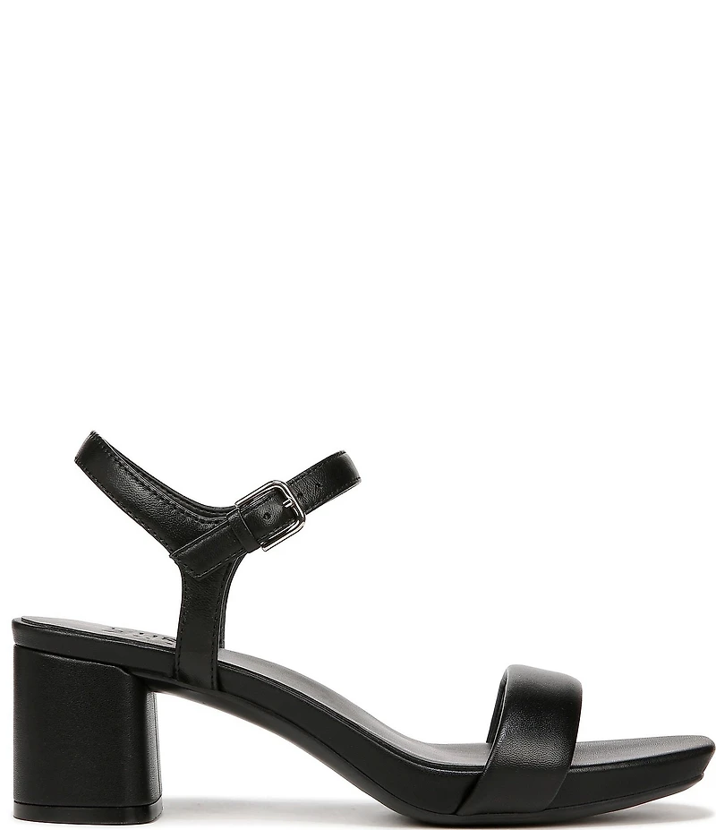 Naturalizer Izzy Leather Square Toe Ankle Strap Block Heel Dress Sandals
