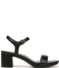 Naturalizer Izzy Leather Square Toe Ankle Strap Block Heel Dress Sandals