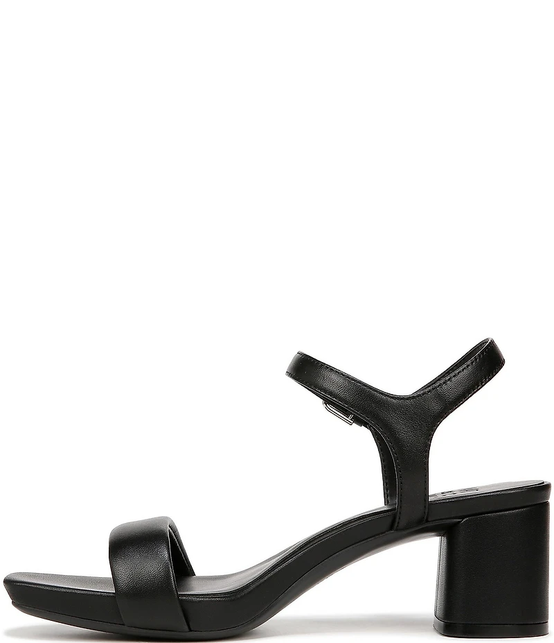 Naturalizer Izzy Leather Square Toe Ankle Strap Block Heel Dress Sandals