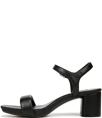 Naturalizer Izzy Leather Square Toe Ankle Strap Block Heel Dress Sandals