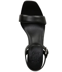 Naturalizer Izzy Leather Square Toe Ankle Strap Block Heel Dress Sandals