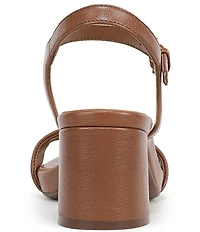 Naturalizer Izzy Leather Square Toe Ankle Strap Block Heel Dress Sandals