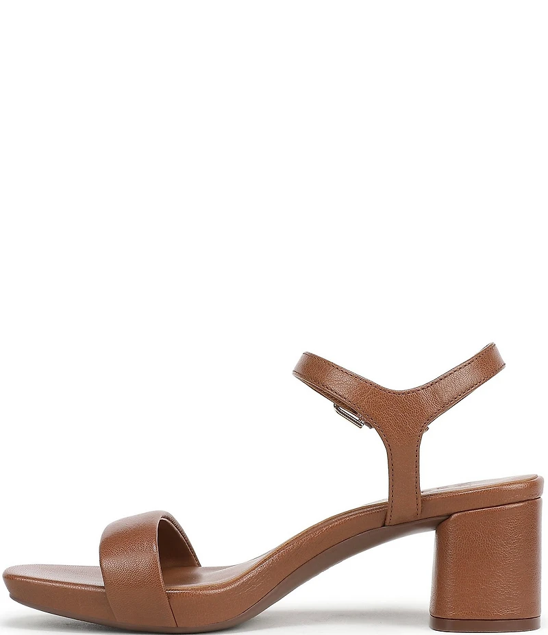 Naturalizer Izzy Leather Square Toe Ankle Strap Block Heel Dress Sandals