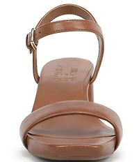 Naturalizer Izzy Leather Square Toe Ankle Strap Block Heel Dress Sandals