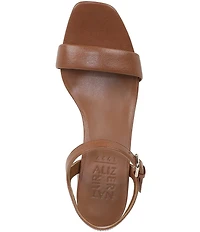 Naturalizer Izzy Leather Square Toe Ankle Strap Block Heel Dress Sandals