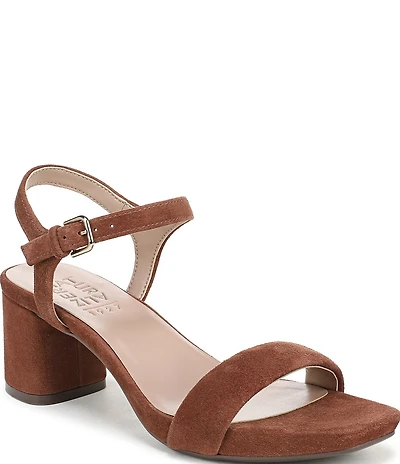 Naturalizer Izzy Suede Ankle Strap Block Heel Dress Sandals